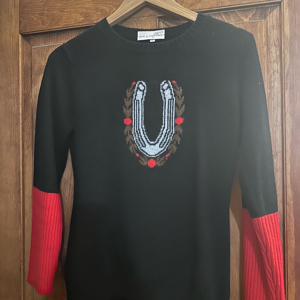 Never A Wallflower Black and Red Crew Neck Sweater